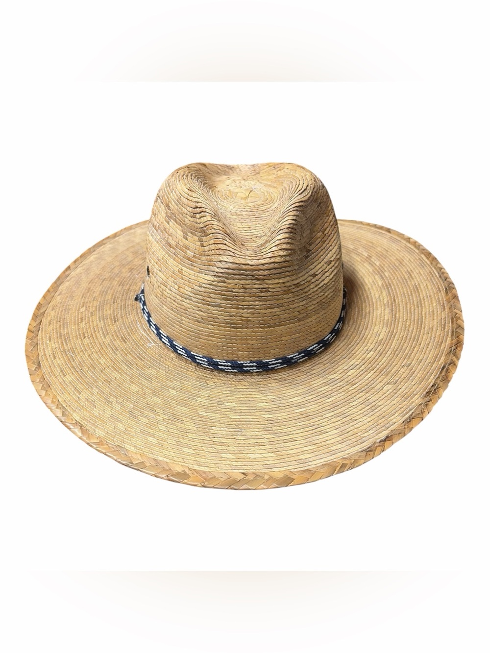 Scala Natural Straw Wide-Brim Hat with Navy Trim